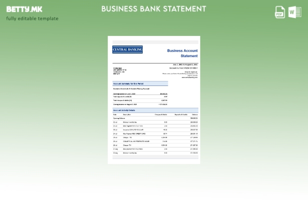 модерен стил Деловен извештај на централната банка Шаблон за формат Word и PDF